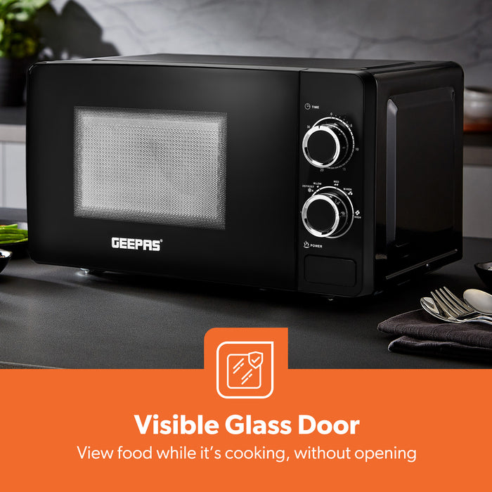 20L Black Solo Freestanding Manual Microwave