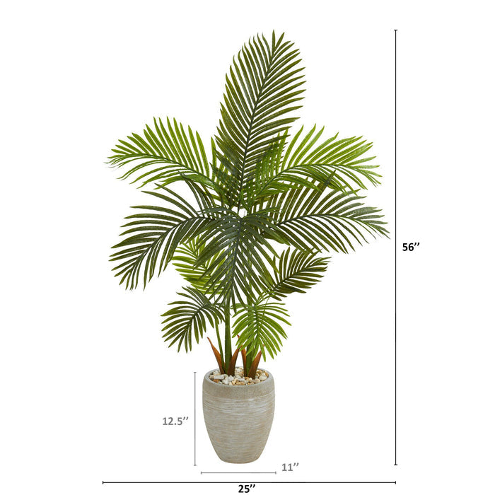 56” Areca Palm Artificial Tree in Sand Colored Planter