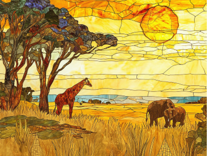 African Savanna in Stained Glass