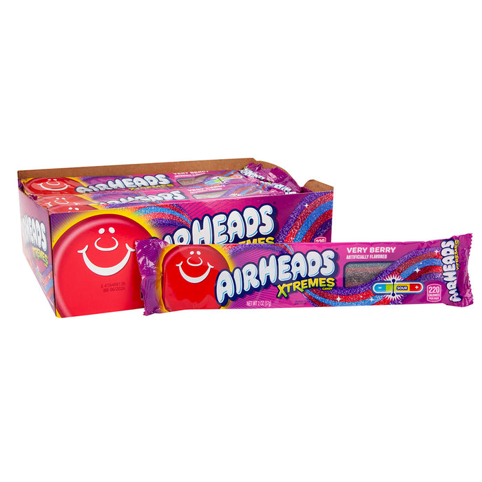 Airheads Xtremes Very Berry Belts Candy - 18 Count