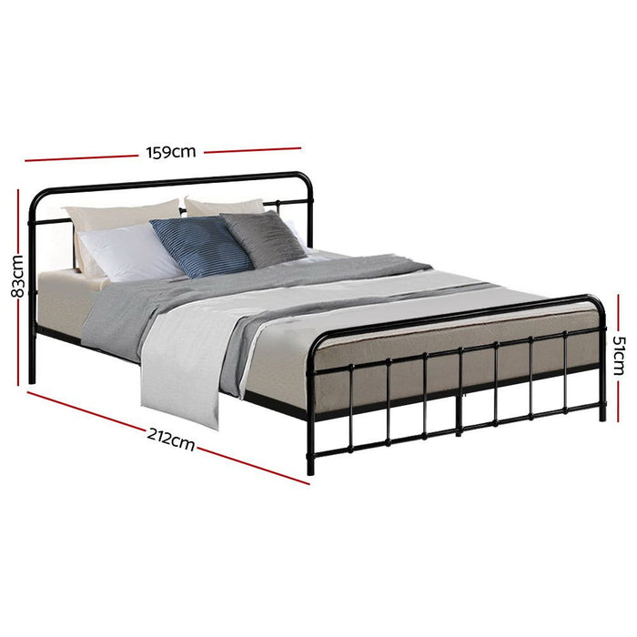 Artiss Bed Frame Metal Frames LEO - Queen (Black) -Home Living Store - -