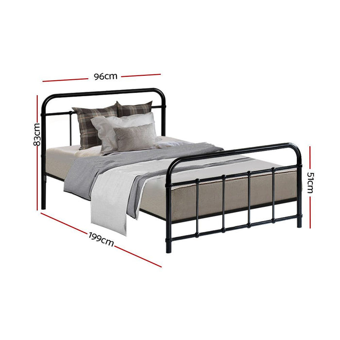Artiss Bed Frame Metal Frames LEO - Single (Black) -Home Living Store - -