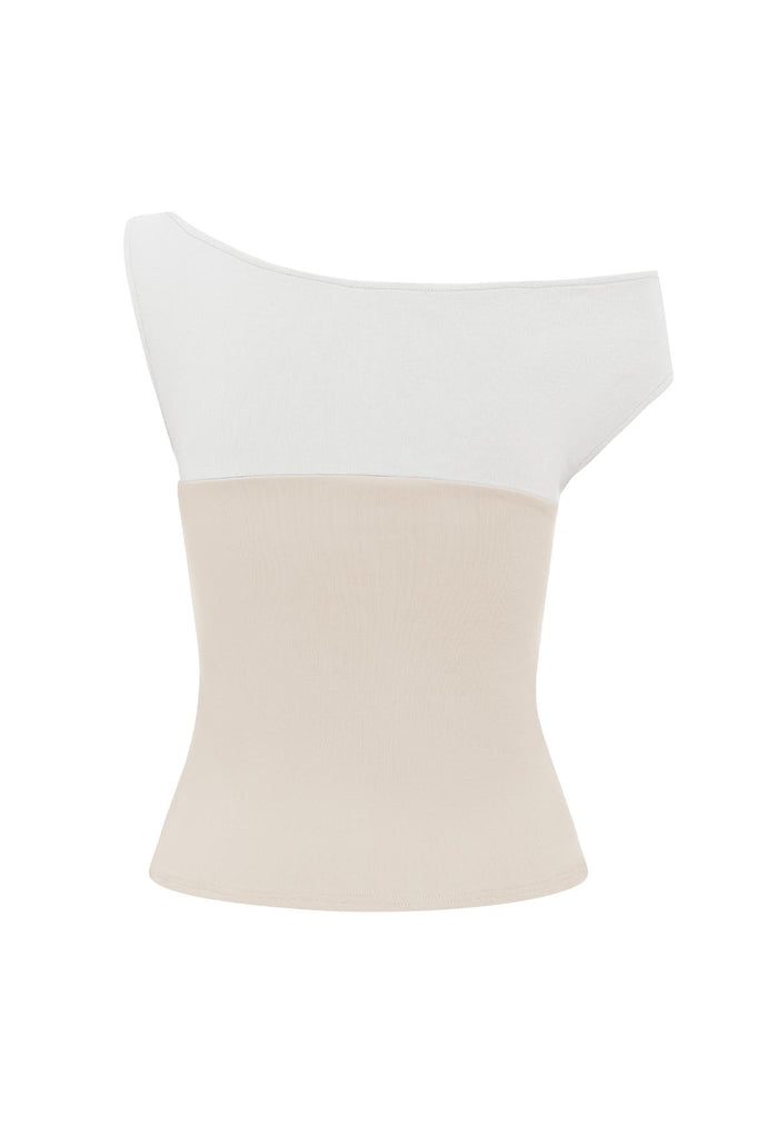 Asym Bardot Top Latte (Original Fit)