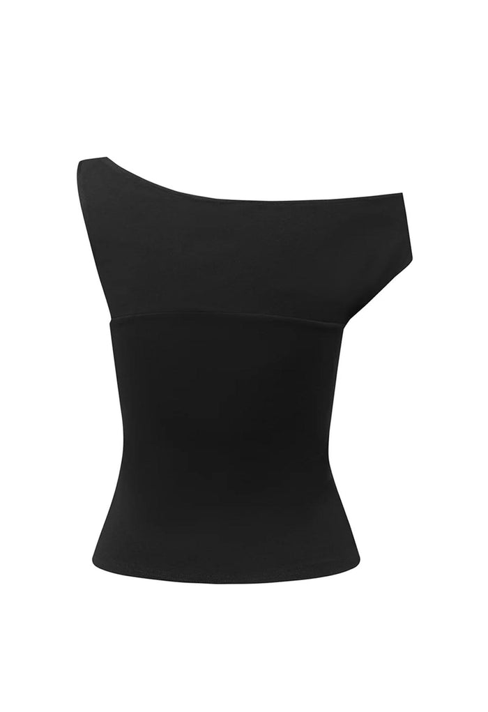 Asym Bardot Top Nera (Original Fit)