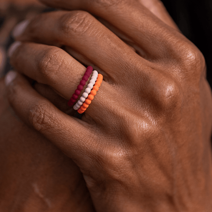 Beaded Stackable Silicone Ring - Pink Sand