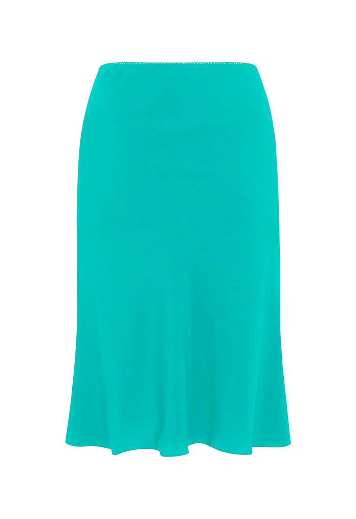 Bias Knee Skirt Turchese Silk