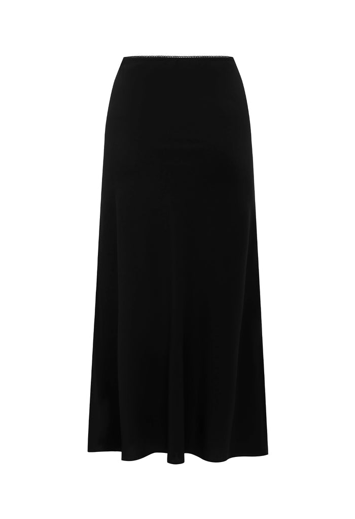Bias Mid Skirt Nera Silk