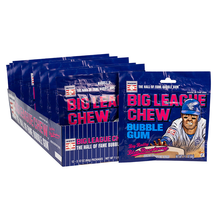 Big League Chew Big Rally Blue Raspberry Bubblegum Pouch - 12 Count