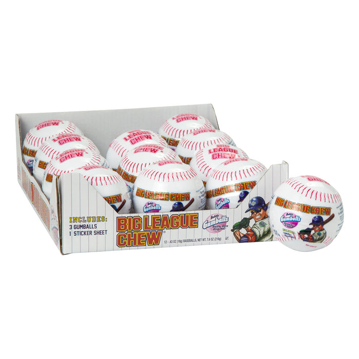 Big League Chew Plastic Baseball Gumballs and Stickers Set - 24 Count