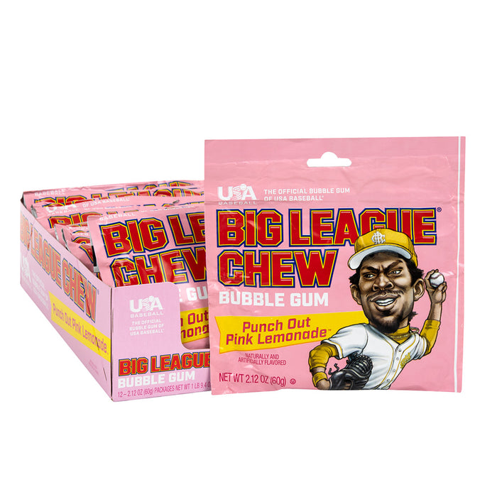 Big League Chew Punch Out Pink Lemonade Bubble Gum - 12 Count
