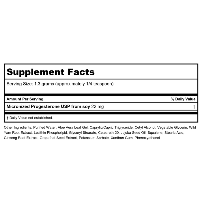 Bio-Nutritional Formulas Pure-Gest Feminine Progesterone Cream 2oz - Supplement Facts panel