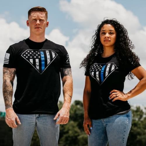 Blue Line Crest Mens T by Grunt Style - Shirts & Tops