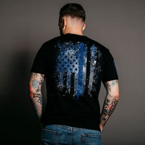 Blue Shield Menβs T by Grunt Style - Shirts & Tops