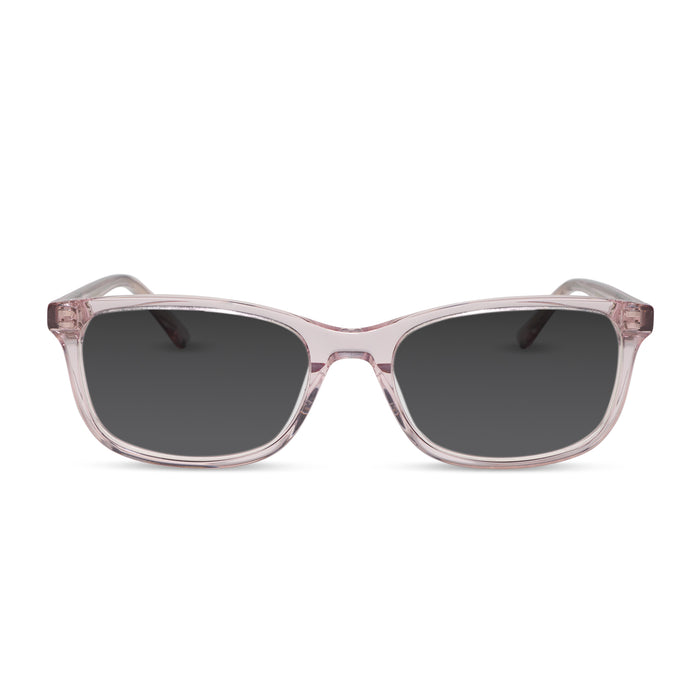 diff eyewear featuring the bradford rectangle prescription sunglasses with a rose crystal frame front view