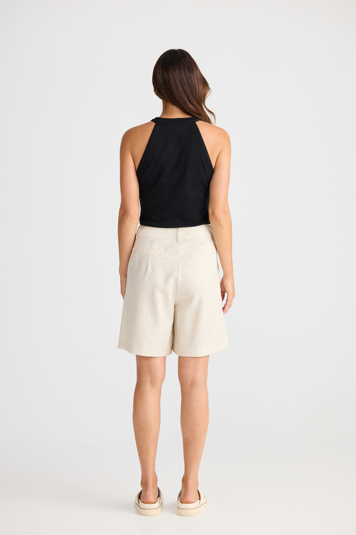 Dotique Brave + True BT25419 Eden Short in natural with tailored fit and front tucks