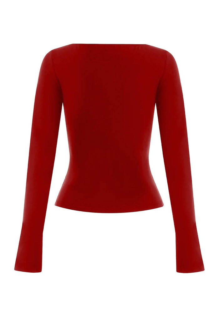 Button-Through Long Sleeve Top Rossa