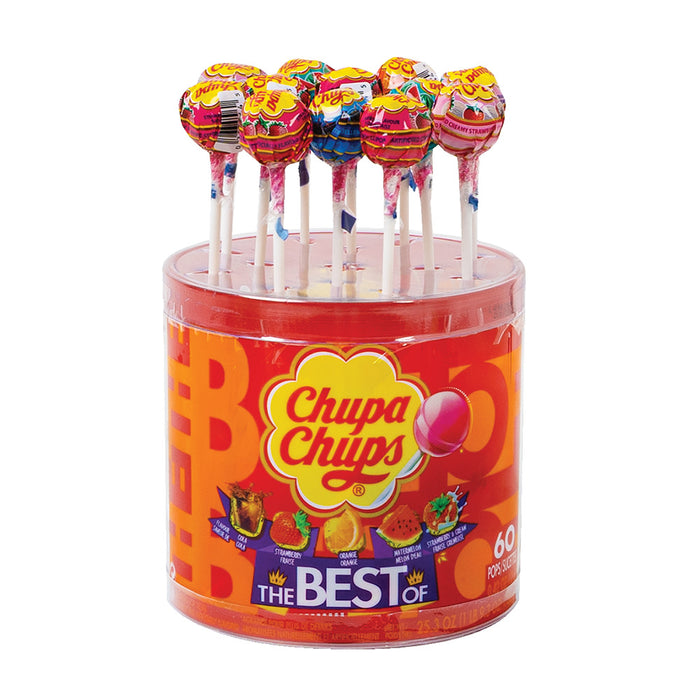 Chupa Chups The Best Of Assorted Lollipop Candy Tub - 60 Count
