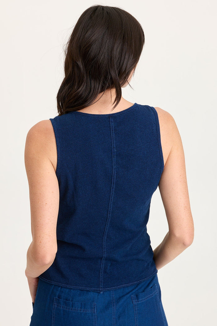XCVI Cobie Printed Indigo Corded Tank
