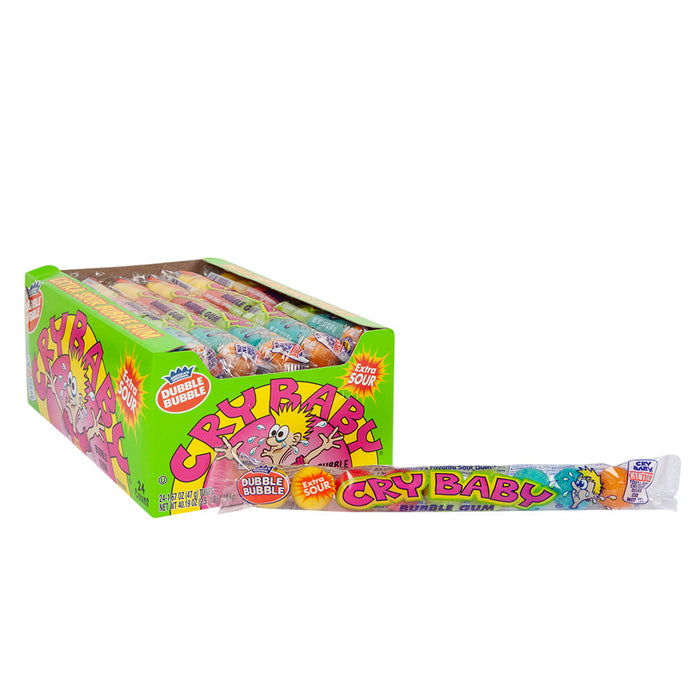 Cry Baby Extra Sour Bubble Gum Tubes - 24 Count