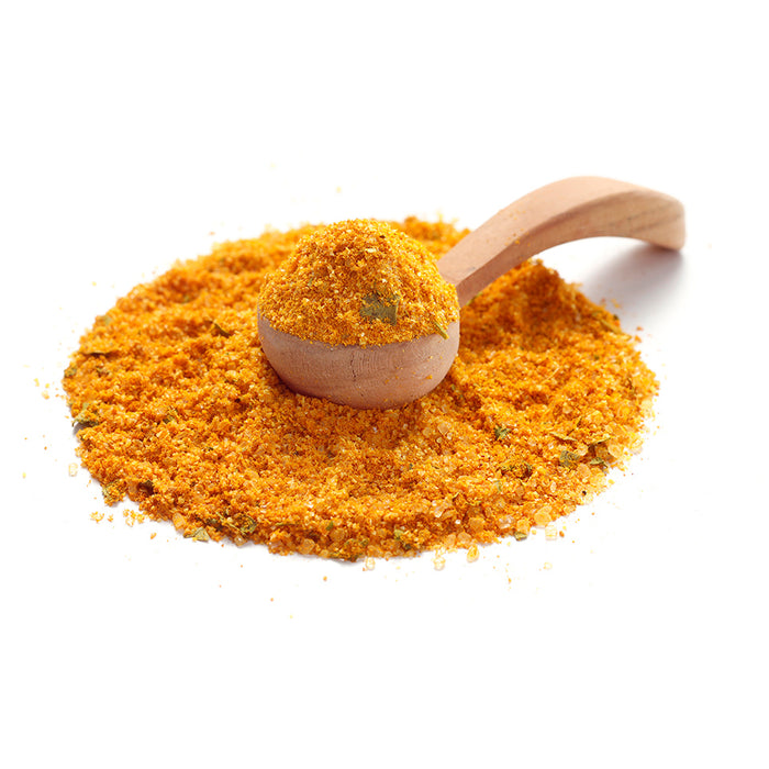 Curry Dip von Ankerkraut als Häufchen auf einem Gewürzlöffel.
