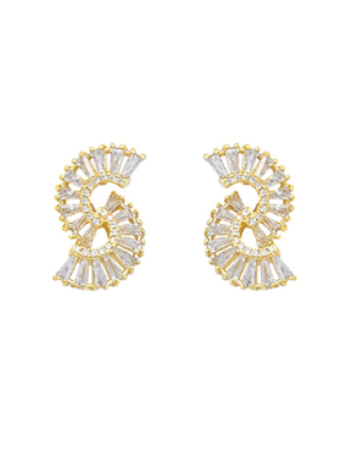CZ Baguette Spiral Earrings