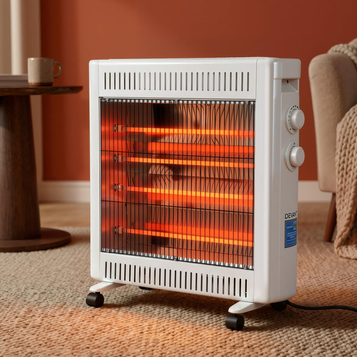 Devanti 2200W Infrared Radiant Heater Portable Electric Space Heating White - Devanti