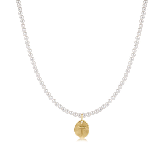 Enewton - 15in Choker Classic Pearl 3mm Bead - Inspire Small Gold Charm - Findlay Rowe Designs