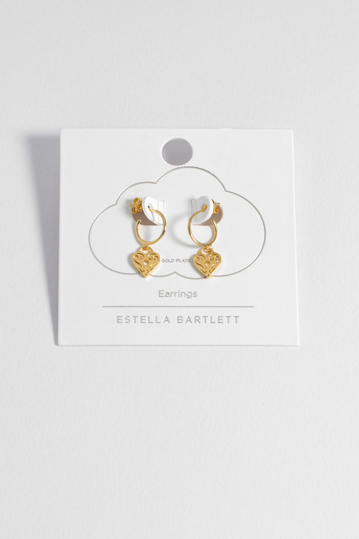 Engraved Heart Padlock Hoop Earrings