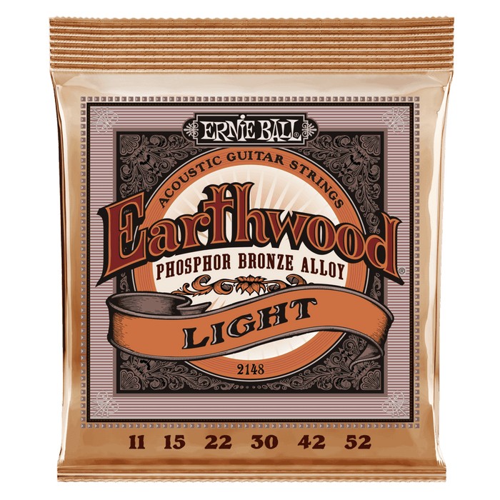 Ernie Ball 2148 Earthwood Acoustic Guitar Strings Phosphor Bronze Light 11-52