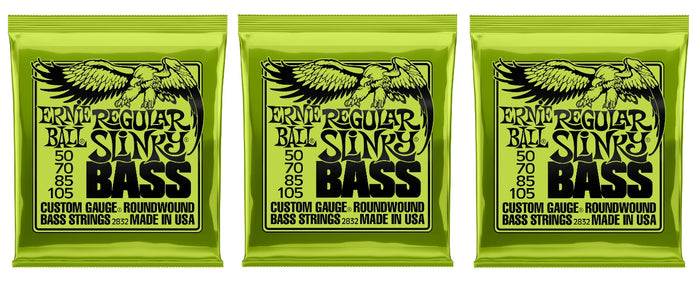 Ernie Ball 2832 Regular Slinky Electric Bass Guitar Strings 50-105 (3-Pack)