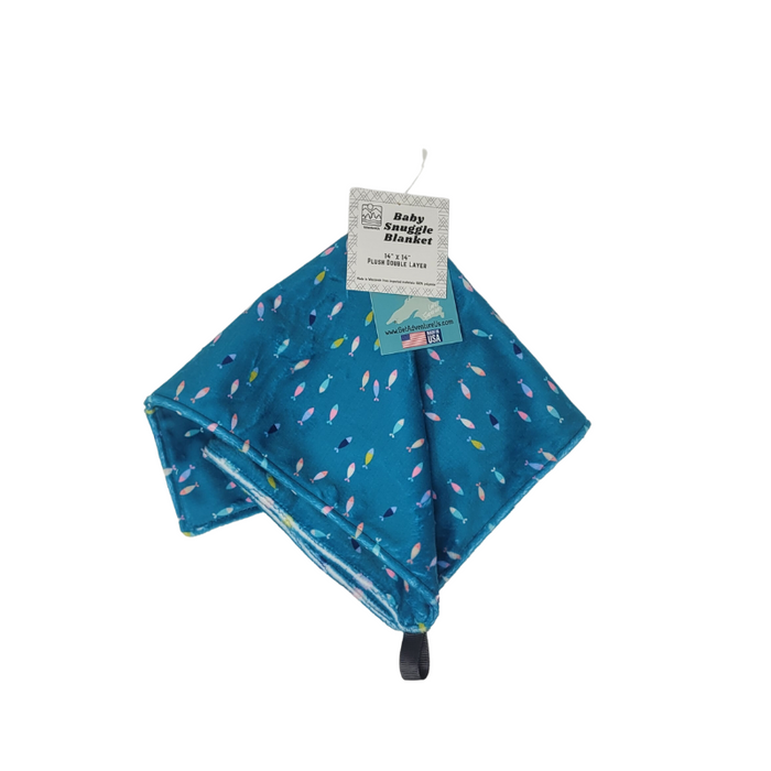 Our Baby Snuggle Blanket is handcrafted in Wisconsin, USA from the softest minky fabric, creating a luxuriously, double-layered comfort lovey that will soothe even the fussiest baby. A truly special item, perfect for snuggling and gifting. Lux micro minky in a compact size for snuggles on the go. Add it to your diaper bag for easy soothing on all of your adventures. Polyester tag loop is perfect for securing to car seats and stroller as well as an additional sensory experience