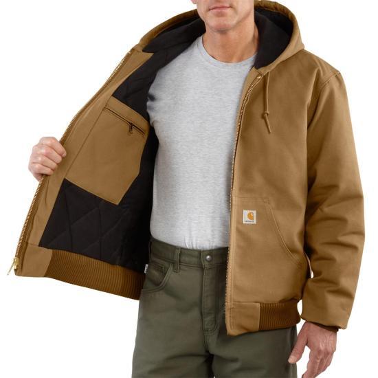 Carhartt J140 Carhartt brown duck active jacket, view of the quilted flannel lining