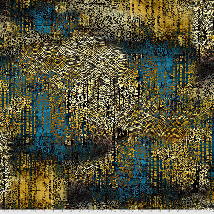 FreeSpirit Fabrics - Tim Holtz Abandoned II - Gilded Mosaic - Gold - PWTH140.GOLD - Sold by the Half Yard