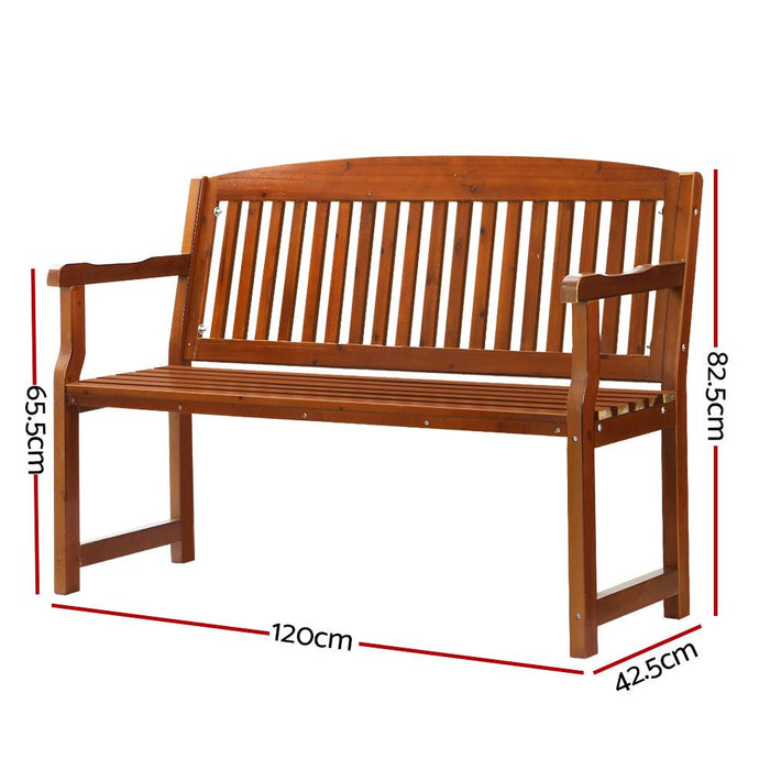 Gardeon Outdoor Garden Bench Wooden 2 Seater Lounge Chair Patio Furniture Brown -Home Living Store - -