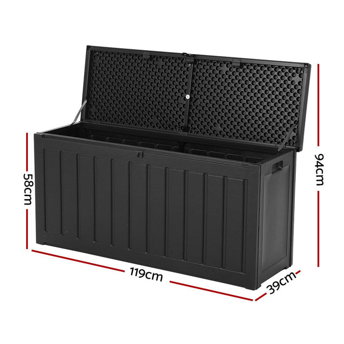 Gardeon Outdoor Storage Box 240L Container Lockable Garden Bench Tool Shed Black -Home Living Store - -