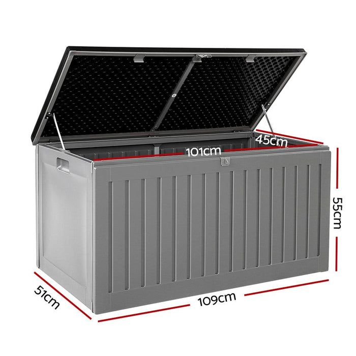 Gardeon Outdoor Storage Box 270L Container Lockable Garden Bench Tool Shed Grey -Home Living Store - -