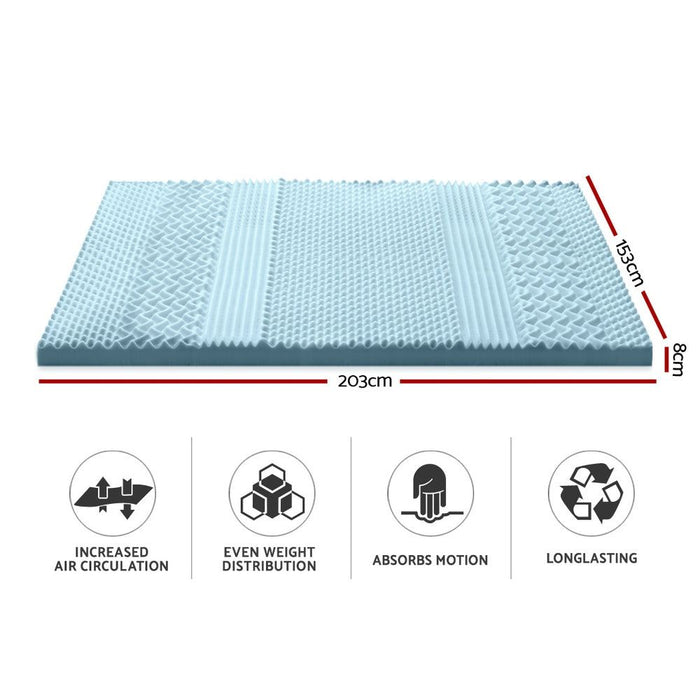 Giselle Bedding Memory Foam Mattress Topper 7-Zone 8cm Queen -Home Living Store - -