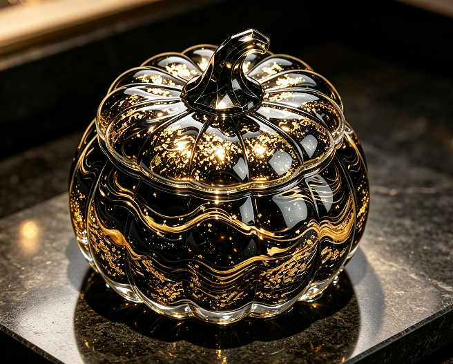 Handmade Water Ripple Large-Capacity Pumpkin Storage Jar with Diamond-Cut Handle Resin Mold