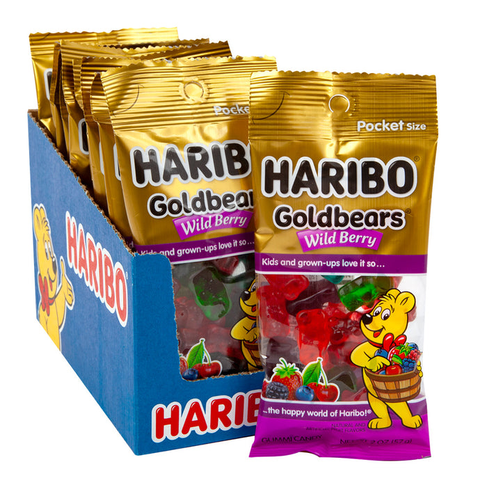 Haribo Wild Berry Goldbears Gummy Candy Peg Bags - 12 Count