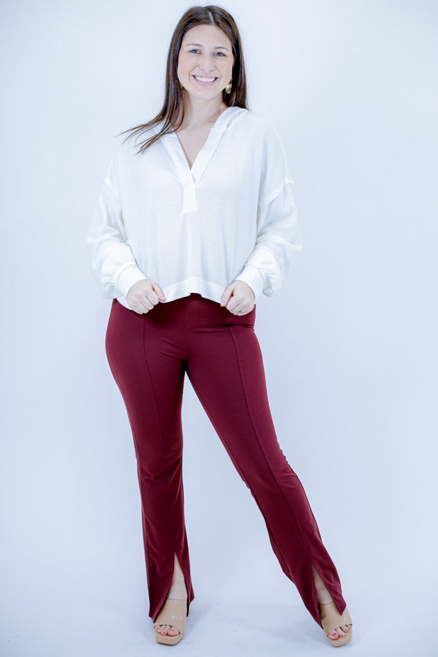 High-Waisted Split Hem Flared Pants *Final Sale*
