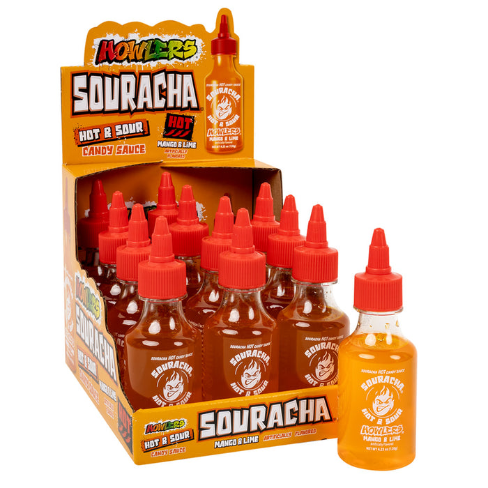 Howlers Hot and Sour Mango and Lime Souracha Candy Bottles - 24 Count