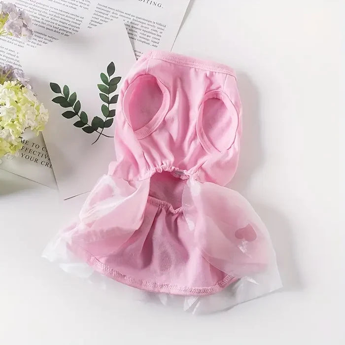 TM - AECCN HOME Dog Apparel I Woof You Heart Pink with Red Bow Dog Dress