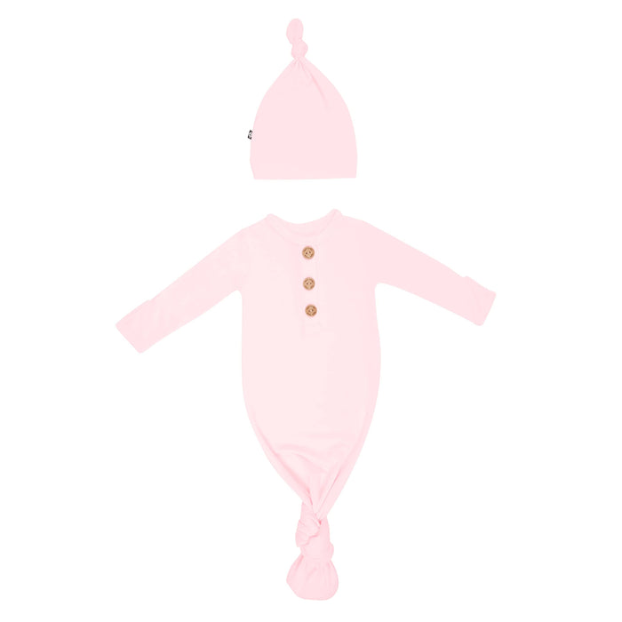 Kyte Baby Knotted Gown with Hat Set in Sakura