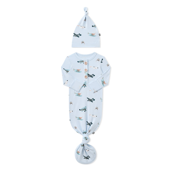 Knotted Gown with Hat Set in Take Off shown with the arms folded inwards