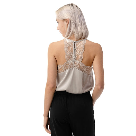 Lace Trim Shiny Chiffon Camisole
