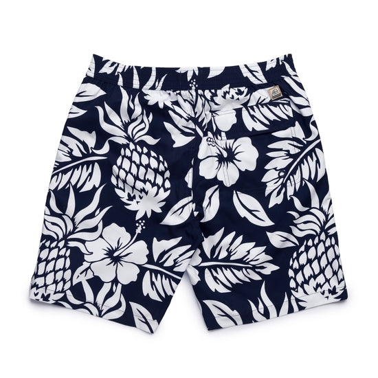 Men's Navy Blue Pineapple Floral Bathing Suit