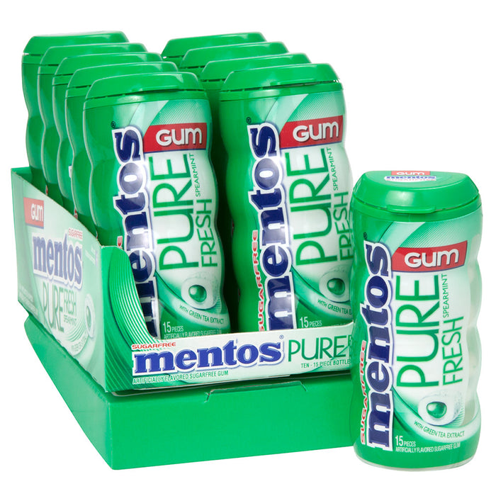 Mentos Pure Fresh Sugar Free Spearmint Gum Pocket Bottles - 10 Count