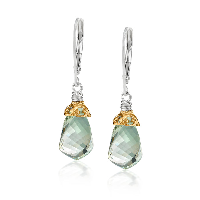 Green Amethyst Vermeil Earrings