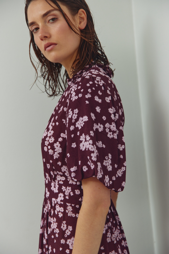 Noella N-Ruth Dress 15130002 in Deja Burgundy floral print โ Dotique