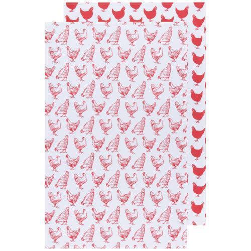 NOW Designs Dishtowels (Set of 2): Chickens, Red